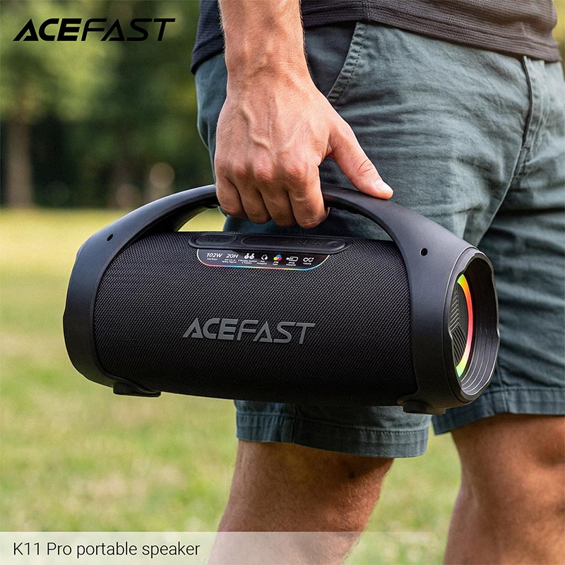 Акустика ACEFAST portable speaker K11 Pro IPX5 |BT6.0, TF/FM/AUX/TWS, 102W, 20h, EQ| black (6974316286646) Чорний на малюнкі №5