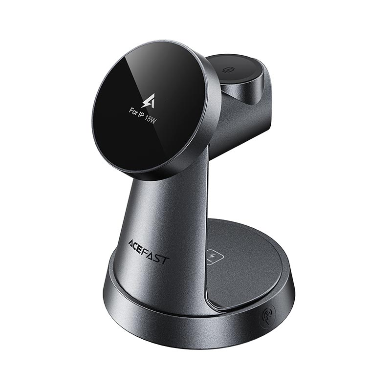 Зарядка Qi ACEFAST 15W 3-in-1 wireless charging desktop stand E48 |22.5W Total| grey (6974316287148) Сірий на малюнкі №2