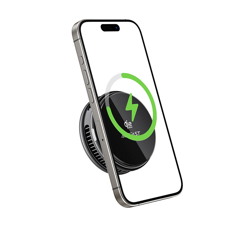 Зарядка Qi2 ACEFAST E47 25W magnetic cooling wireless charger |4.7-6.9| black (6974316286752) Черный на картинке №5