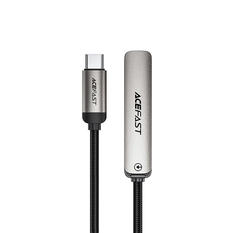 Кабель ACEFAST USB-C to Lightning charging data cable with phone holder C28-01 |1.2m, 27W| metal-grey (6974316287353) Серый на картинке №1