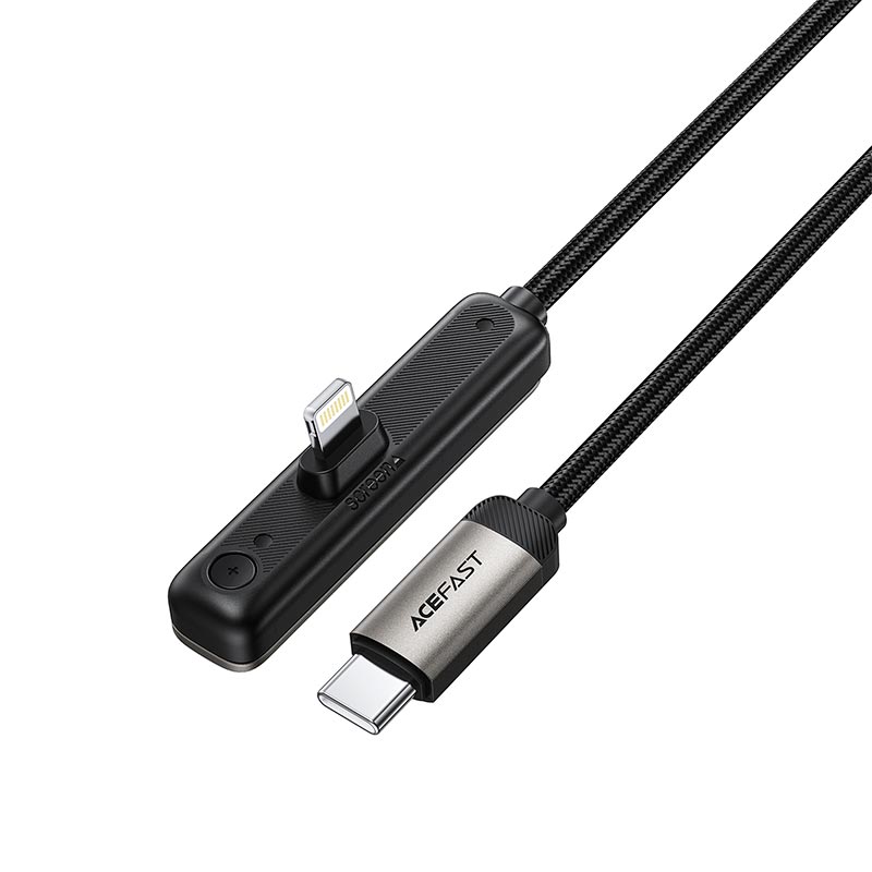 Кабель ACEFAST USB-C to Lightning charging data cable with phone holder C28-01 |1.2m, 27W| metal-grey (6974316287353) Серый на картинке №4