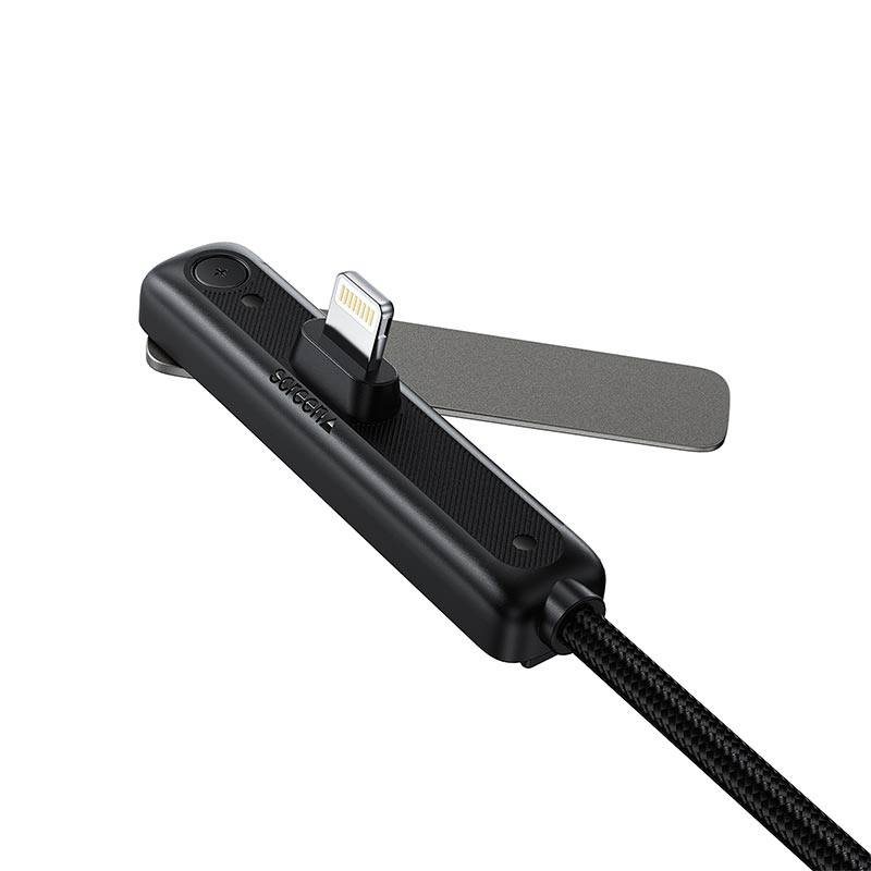 Кабель ACEFAST USB-C to Lightning charging data cable with phone holder C28-01 |1.2m, 27W| metal-grey (6974316287353) Серый на картинке №9
