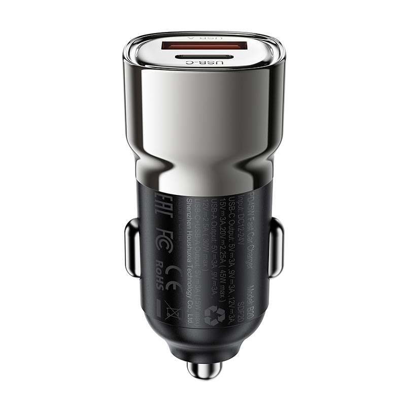 Адаптер автомобільний ACEFAST PD45W (USB-C+USB-A) car charger B20 grey (6974316287162) Сірий на малюнкі №6