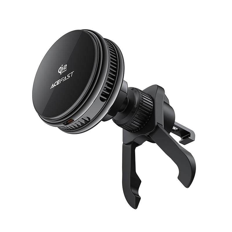 Автодержатель ACEFAST D66 QI2 25W cooling wireless charging car holder for air vent |4.7-6.9| black (6974316286769) Черный на картинке №1
