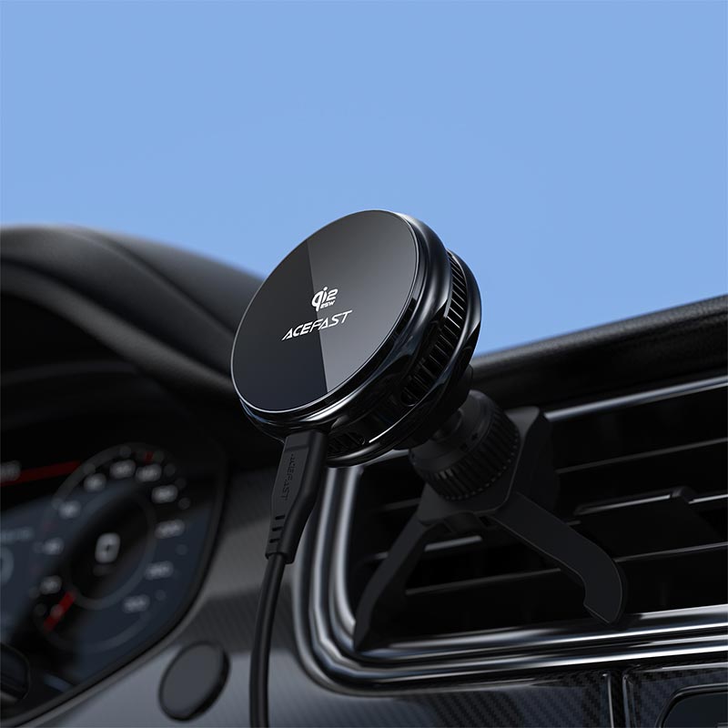 Автодержатель ACEFAST D66 QI2 25W cooling wireless charging car holder for air vent |4.7-6.9| black (6974316286769) Черный на картинке №8