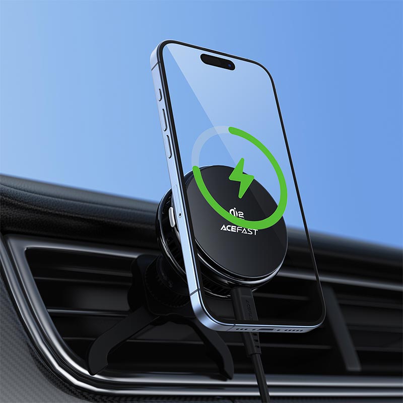 Автодержатель ACEFAST D66 QI2 25W cooling wireless charging car holder for air vent |4.7-6.9| black (6974316286769) Черный на картинке №9
