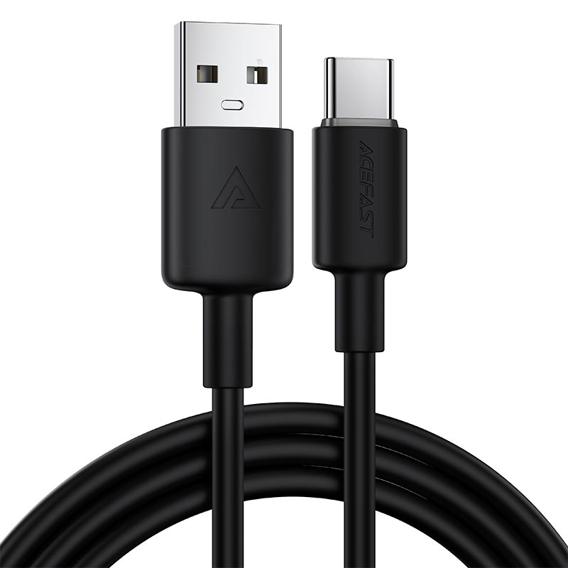 Кабель ACEFAST USB-A to USB-C silicone charging data cable C25-04 |1.2m, 3A| black (6974316287070) Черный на картинке №1