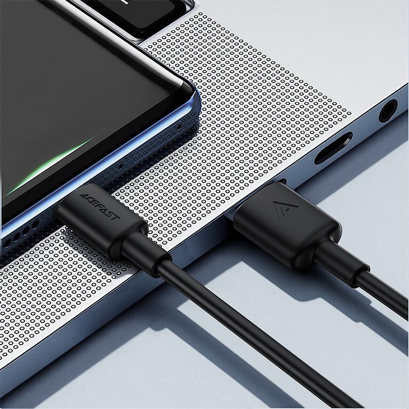 Кабель ACEFAST USB-A to USB-C silicone charging data cable C25-04 |1.2m, 3A| black (6974316287070) Черный на картинке №7