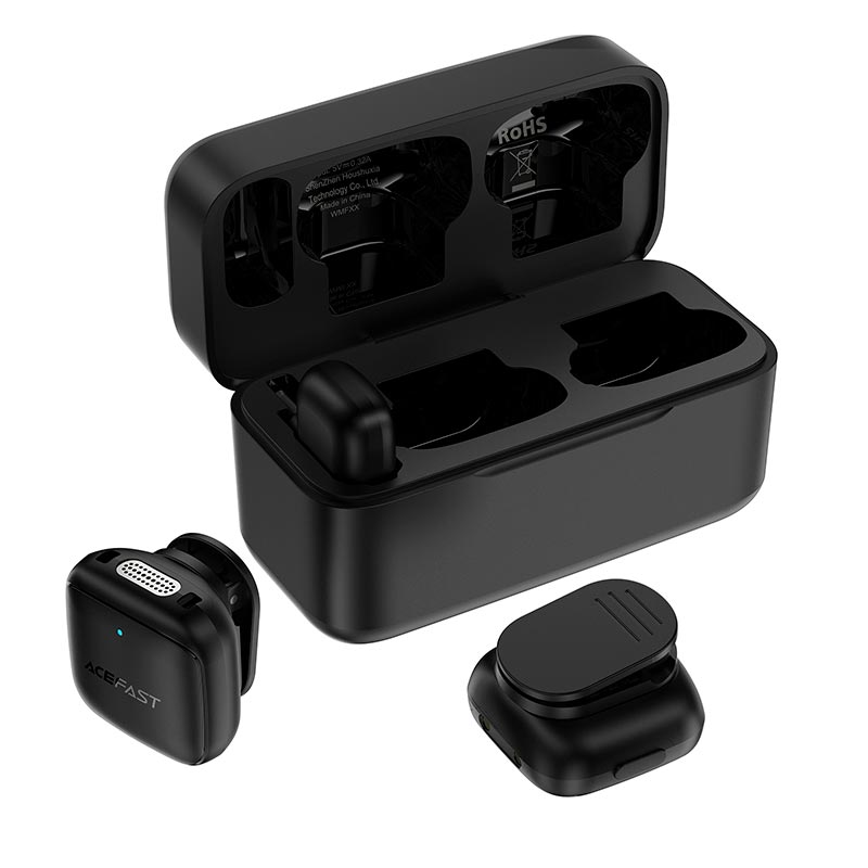 Мікрофон ACEFAST wireless lavalier microphone R6 |Type-C, 2mic, AI noise reduction, 4/27h, 50m, 50/400mAh| black (6974316287872) Чорний на малюнкі №7