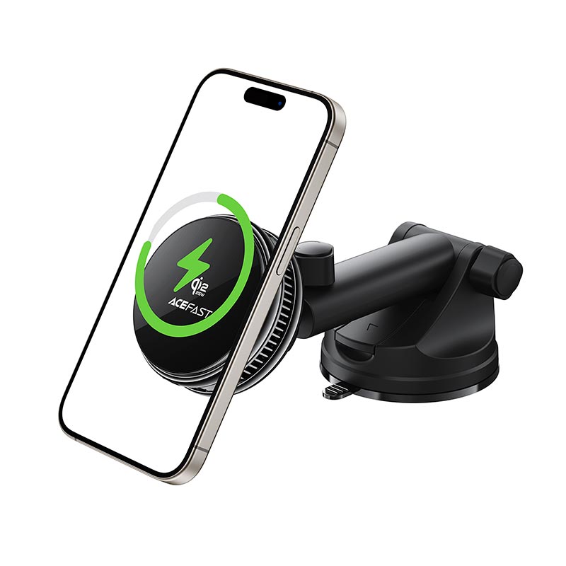 Автодержатель ACEFAST D67 QI2 25W cooling wireless charging car holder with suction cup |4.7-6.9| black (6974316286776) Черный на картинке №7
