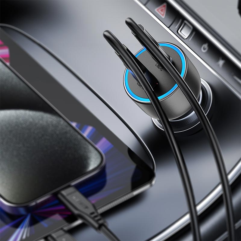 Адаптер автомобільний ACEFAST B21 car charger |1A/1C, 75W/3A, PD/QC| grey (6974316286684) Сірий на малюнкі №5