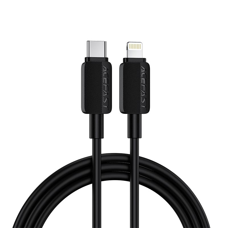 Кабель ACEFAST USB-C to Lightning PVC charging data cable C26-01 |1.2m, 30W| black (6974316287087) Черный на картинке №1