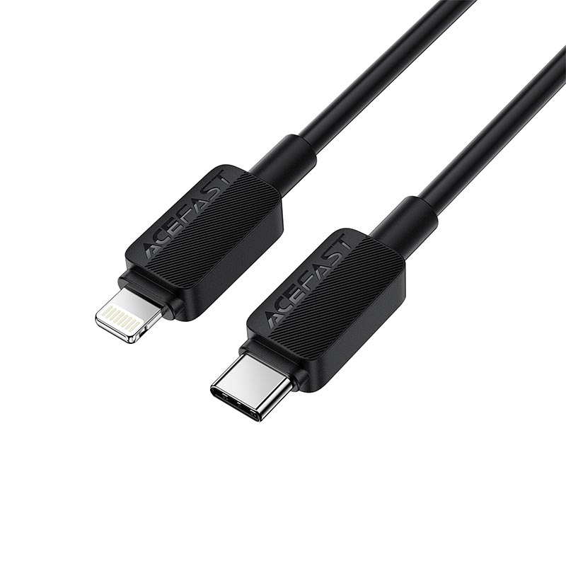 Кабель ACEFAST USB-C to Lightning PVC charging data cable C26-01 |1.2m, 30W| black (6974316287087) Черный на картинке №4