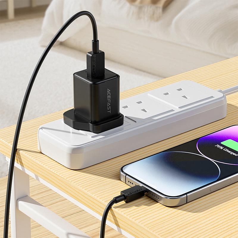 Кабель ACEFAST USB-A to Lightning PVC charging data cable C26-02 |1.2m, 2.4A| black (6974316287094) Черный на картинке №6