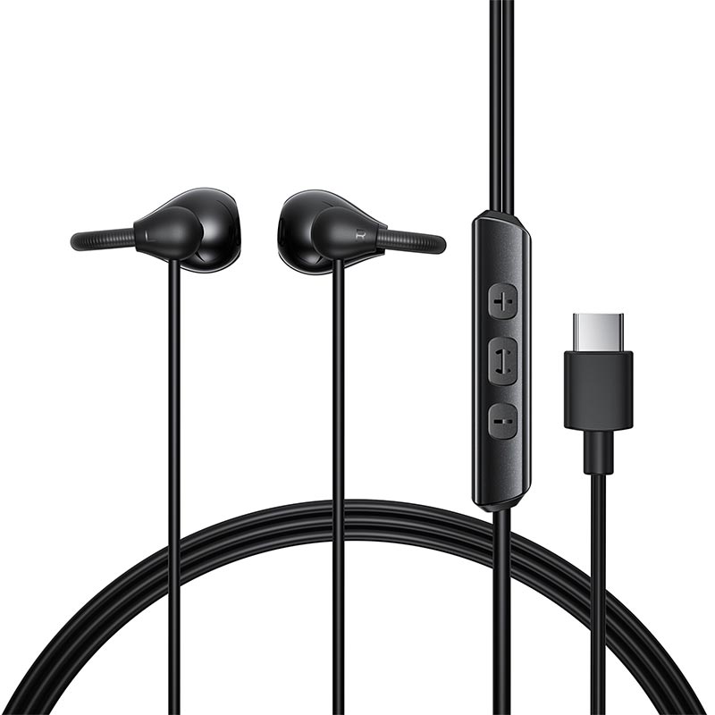 Навушники ACEFAST USB-C clip-on wired earphones with mic L16 |1.2m, 10mm, 16Ω| black (6974316287896) Чорний на малюнкі №1