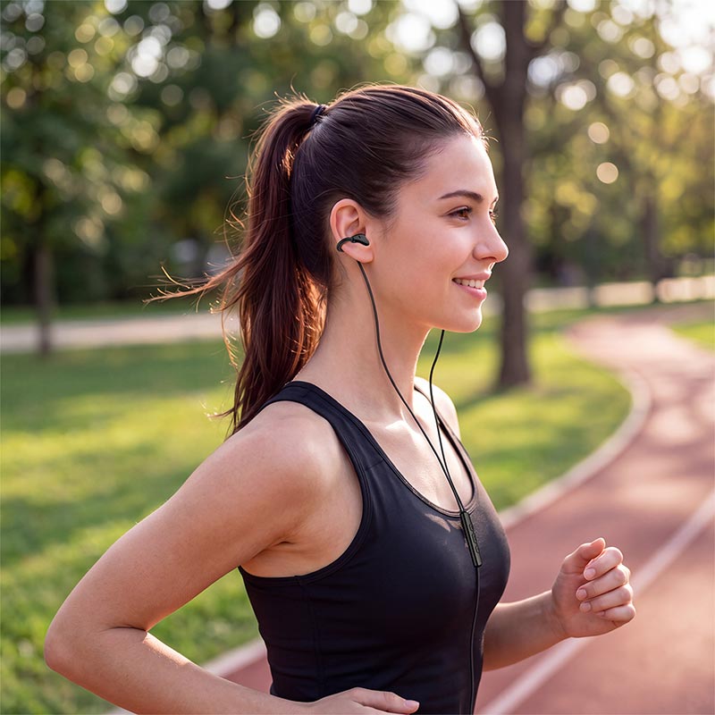Навушники ACEFAST USB-C clip-on wired earphones with mic L16 |1.2m, 10mm, 16Ω| black (6974316287896) Чорний на малюнкі №4