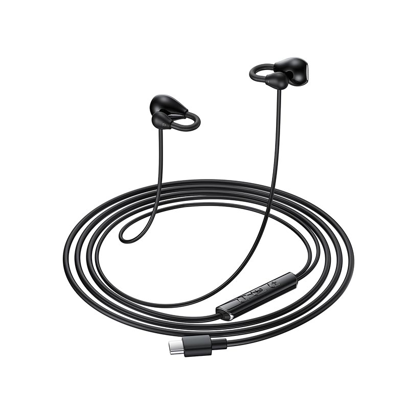 Навушники ACEFAST USB-C clip-on wired earphones with mic L16 |1.2m, 10mm, 16Ω| black (6974316287896) Чорний на малюнкі №5