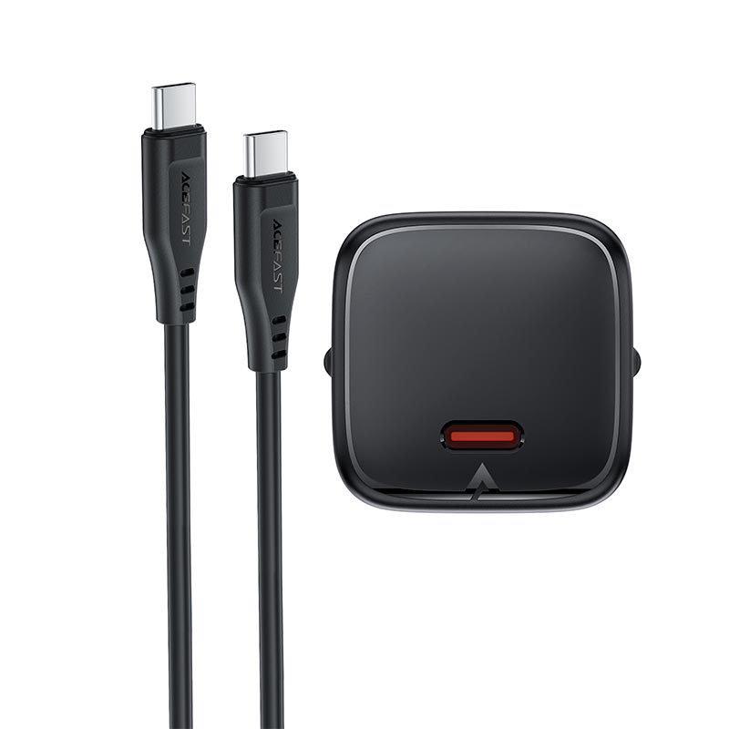 Адаптер мережевий ACEFAST mini GaN USB-C fast charger set with cable (P5) (EU) A119 |1Type-C, 45W, PD/QC/FCP/AFC, C to C 1.2m| black (6974316287797) Чорний на малюнкі №5