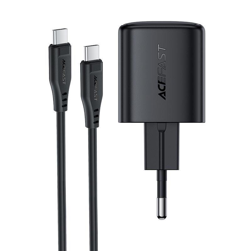 Адаптер мережевий ACEFAST mini GaN USB-C fast charger set with cable (P5) (EU) A119 |1Type-C, 45W, PD/QC/FCP/AFC, C to C 1.2m| black (6974316287797) Чорний на малюнкі №7