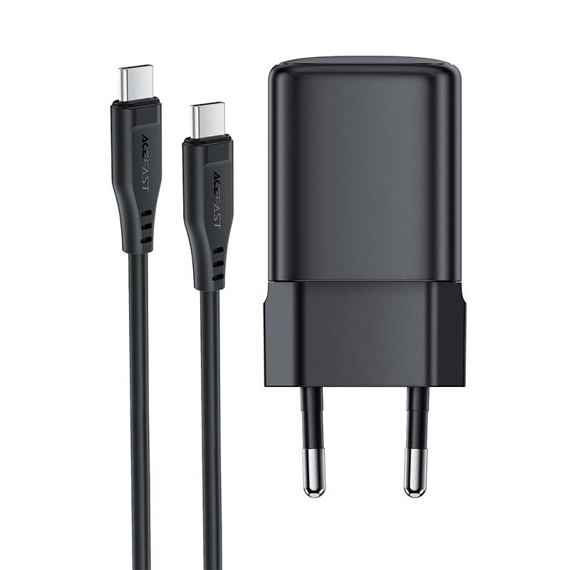Адаптер мережевий ACEFAST mini GaN USB-C fast charger set with cable (P5) (EU) A119 |1Type-C, 45W, PD/QC/FCP/AFC, C to C 1.2m| black (6974316287797) Чорний на малюнкі №8