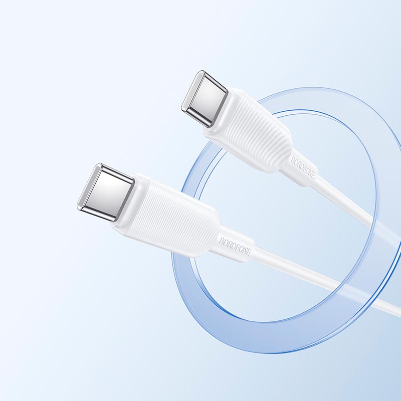 Кабель BOROFONE USB-C to USB-C Regalo PVC charging data cable BX127 |1m, 60W/3A, 20pcs/can| white (6941991129803) Білий на малюнкі №8
