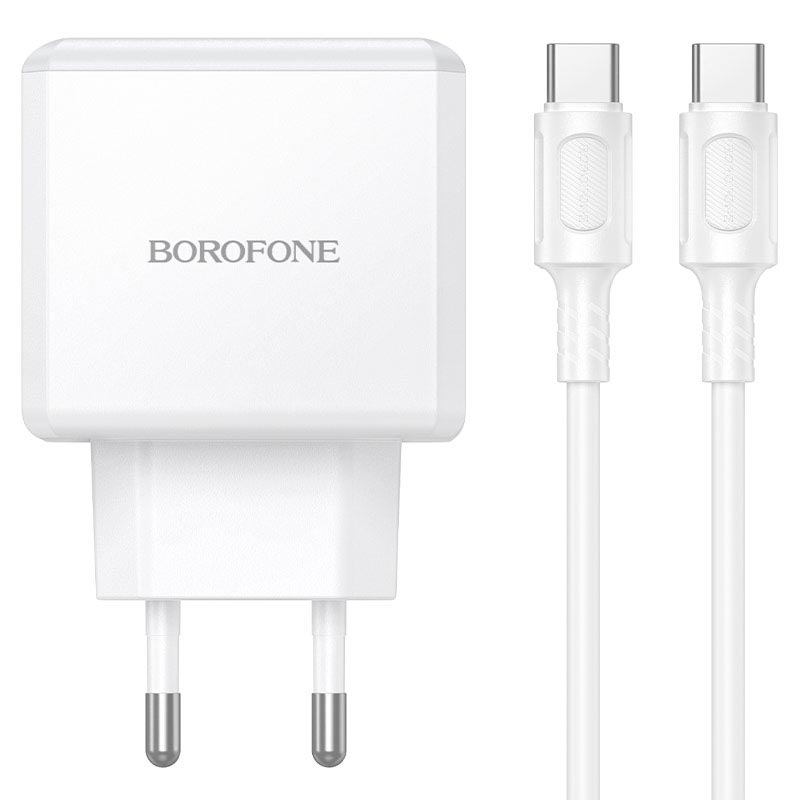 Адаптер мережевий BOROFONE Energy single port charger set with cable BA114A |1Type-C, PD35W/QC, 3A, C to C 1m| white (6941991129704) Білий на малюнкі №4