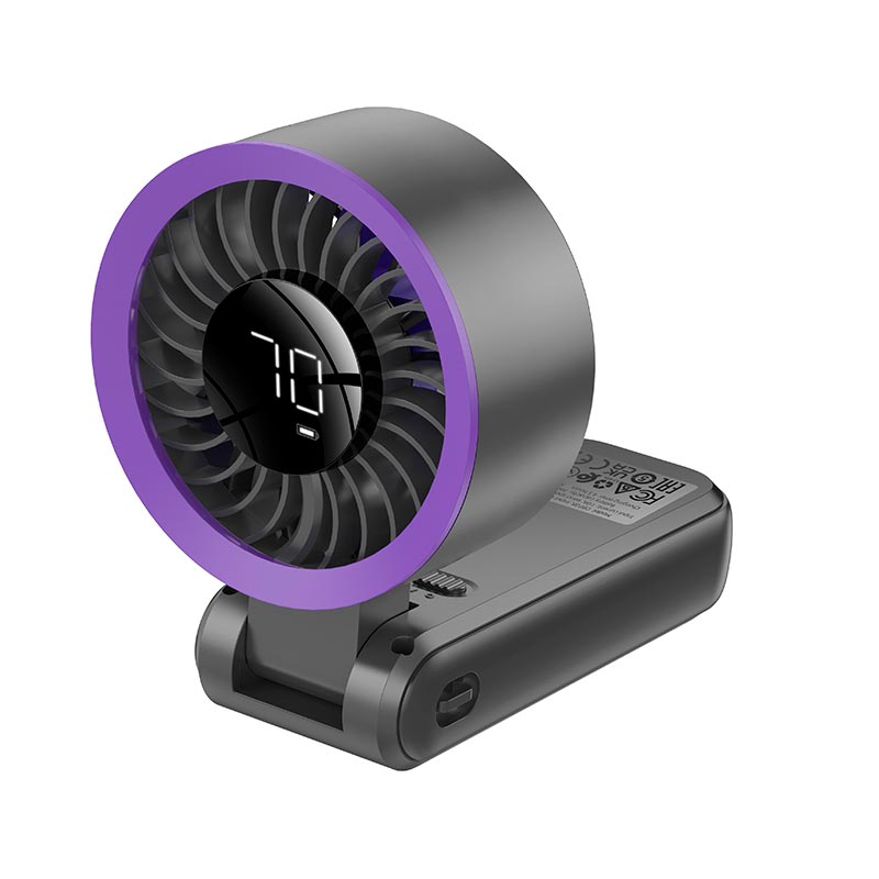 Вентилятор Borofone Cool foldable handheld fan with digital display DBF08 |3.5-13h| grey (694199121135) Серый на картинке №2