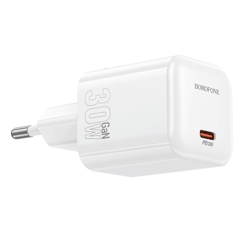 Адаптер мережевий BOROFONE Mini single port charger BN34 |1Type-C, PD30W/QC, 3A| white (6941991128349) Білий на малюнкі №6