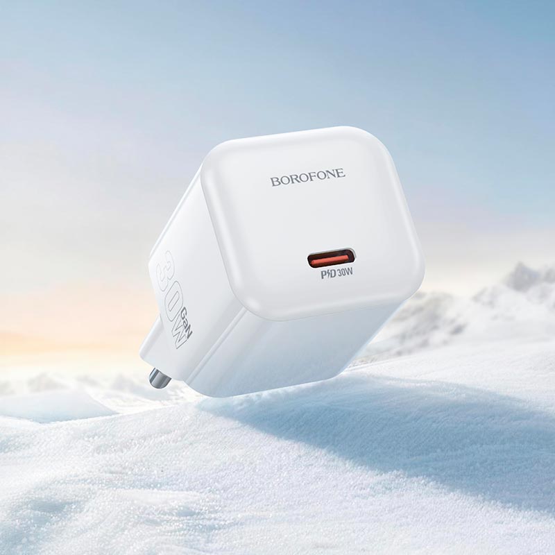 Адаптер мережевий BOROFONE Mini single port charger BN34 |1Type-C, PD30W/QC, 3A| white (6941991128349) Білий на малюнкі №8