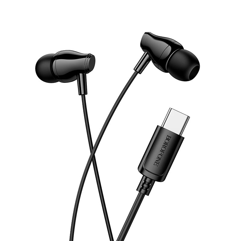 Навушники BOROFONE Type-C Wanderer universal digital earphones with mic BM61 |1.2m, 10mm| black (6941991129452) Чорний на малюнкі №2