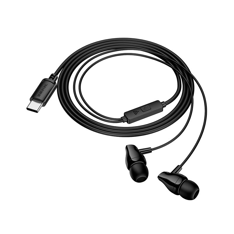 Навушники BOROFONE Type-C Wanderer universal digital earphones with mic BM61 |1.2m, 10mm| black (6941991129452) Чорний на малюнкі №4