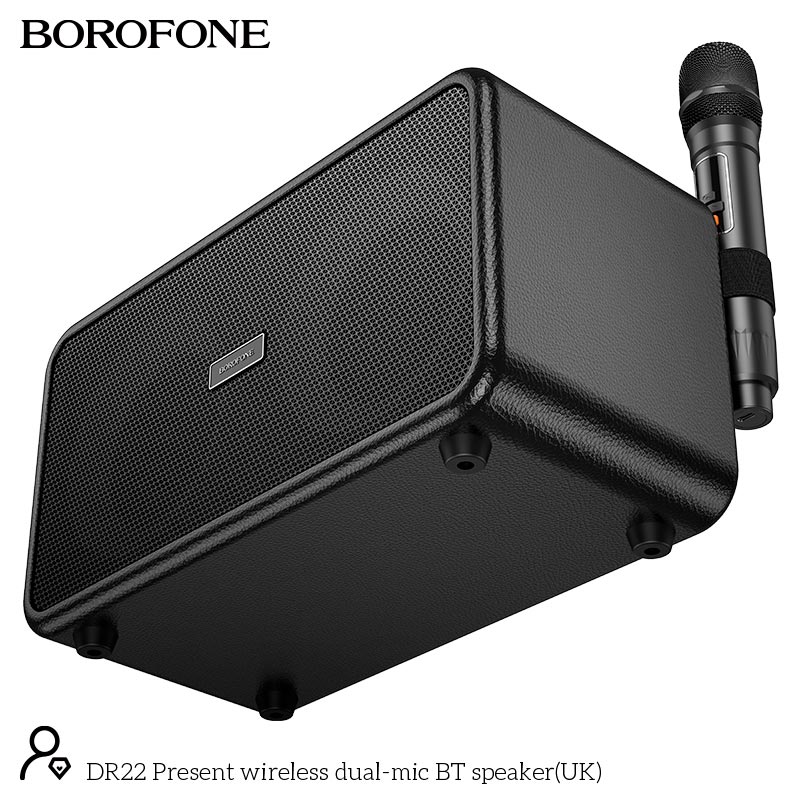 Акустика-караоке Borofone Present wireless dual-mic BT speaker DR22 |BT5.3, USB/AUX/TF/FM, 60W, 5h| black (17961) Чорний на малюнкі №6