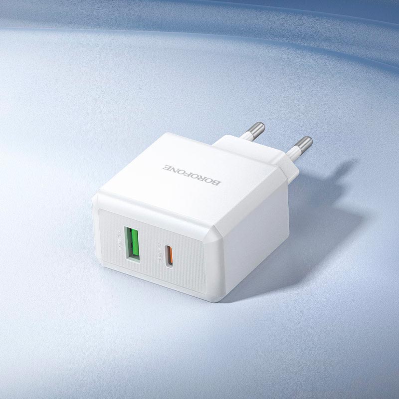 Адаптер сетевой BOROFONE Energy charger BA113A |1Type-C/1USB, PD30W/QC3.0, 3A| white (6941991129674) Белый на картинке №6
