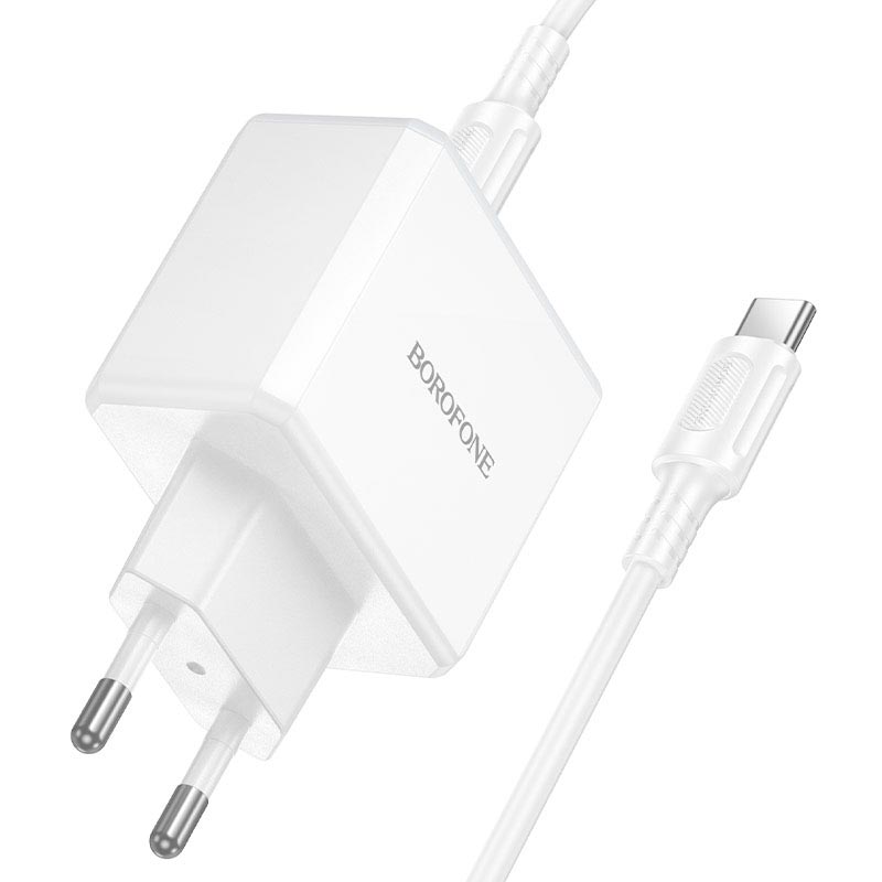 Адаптер мережевий BOROFONE Energy charger set with cable BA113A |1Type-C/1USB, PD30W/QC3.0, 3A, C to C 1m| white (6941991129681) Білий на малюнкі №8