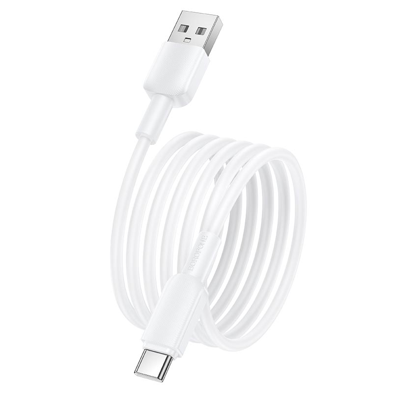 Кабель BOROFONE USB to Type-C Regalo PVC charging data cable BX127 |1m, 3A, 20pcs/can| white (6941991129797) Белый на картинке №4