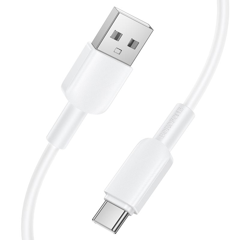 Кабель BOROFONE USB to Type-C Regalo PVC charging data cable BX127 |1m, 3A, 20pcs/can| white (6941991129797) Белый на картинке №6