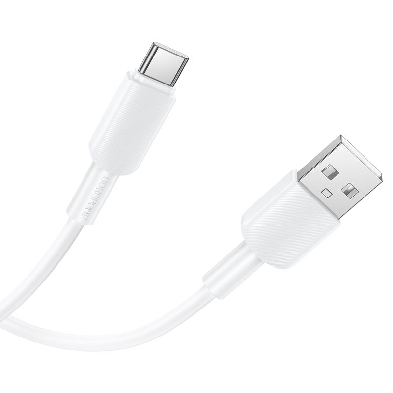 Кабель BOROFONE USB to Type-C Regalo PVC charging data cable BX127 |1m, 3A, 20pcs/can| white (6941991129797) Белый на картинке №7