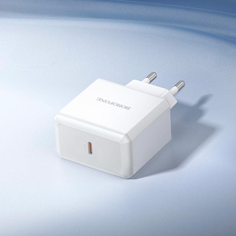 Адаптер мережевий BOROFONE Energy single port charger BA114A |1Type-C, PD35W/QC, 3A| white (6941991129698) Білий на малюнкі №5