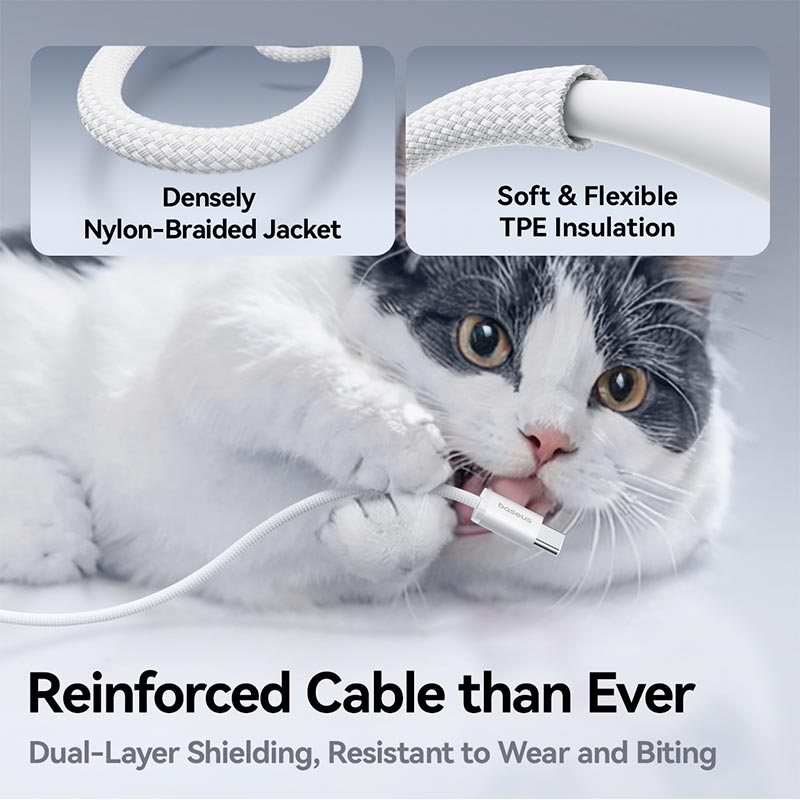 Кабель Baseus Dynamic 4 Fast Charging Data Cable USB-C to USB-C |100W, 1m| white (P10381400211-00) Белый на картинке №4