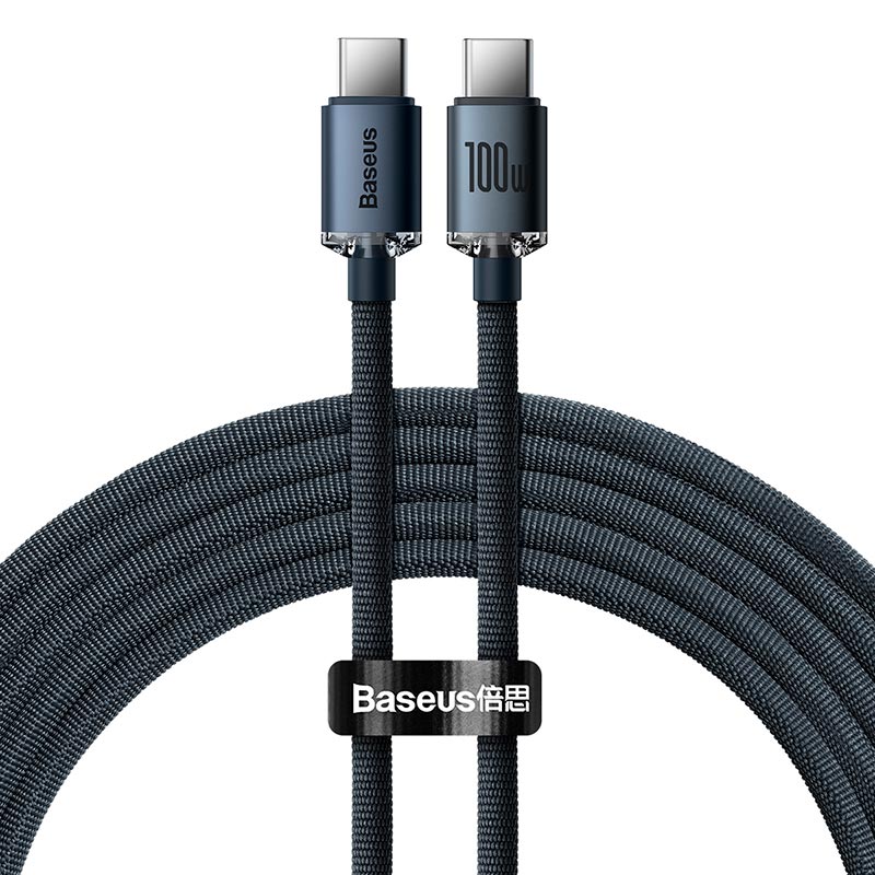 Кабель Baseus Type-C to Type-C Crystal Shine Series Fast Charging Data Cable |2m, 100W| black (CAJY000701) Чорний на малюнкі №1