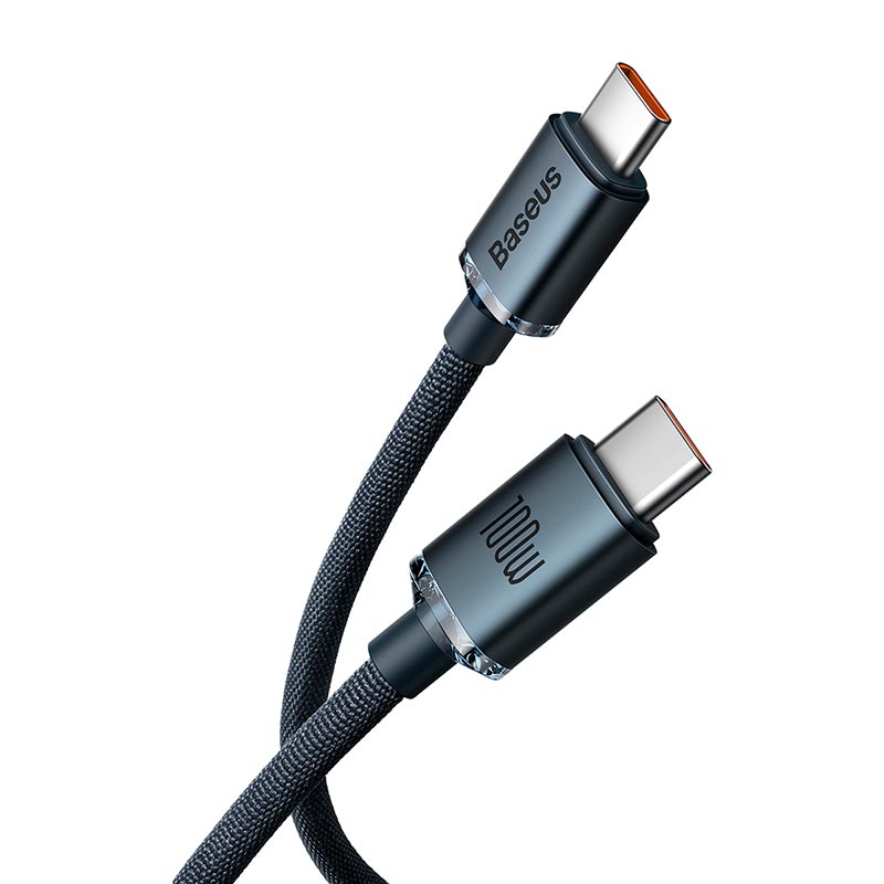 Кабель Baseus Type-C to Type-C Crystal Shine Series Fast Charging Data Cable |2m, 100W| black (CAJY000701) Чорний на малюнкі №3