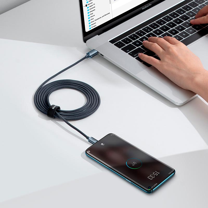 Кабель Baseus Type-C to Type-C Crystal Shine Series Fast Charging Data Cable |2m, 100W| black (CAJY000701) Чорний на малюнкі №4
