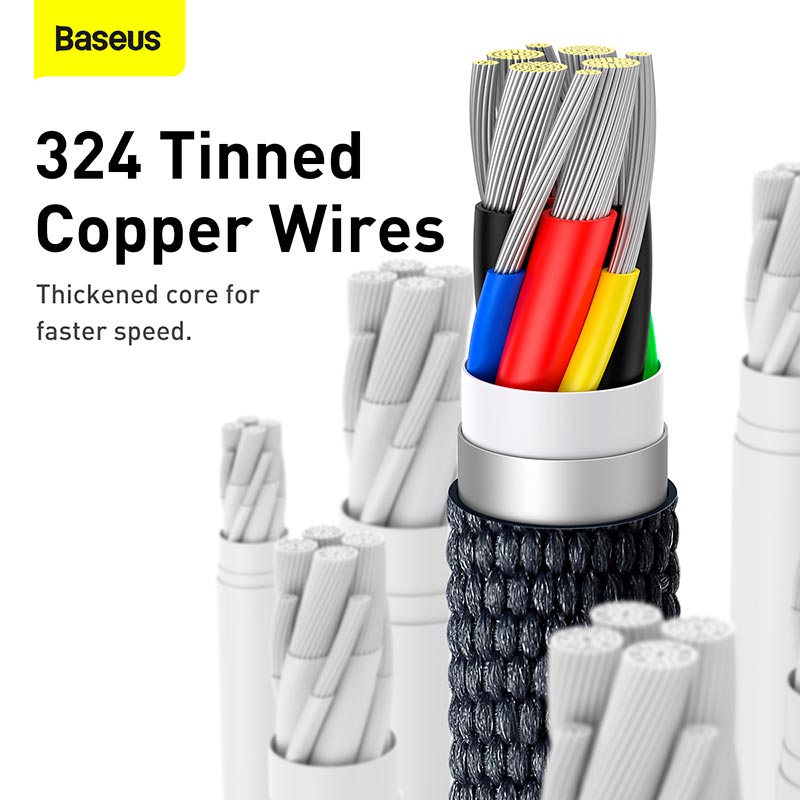 Кабель Baseus Type-C to Type-C Crystal Shine Series Fast Charging Data Cable |2m, 100W| black (CAJY000701) Чорний на малюнкі №8