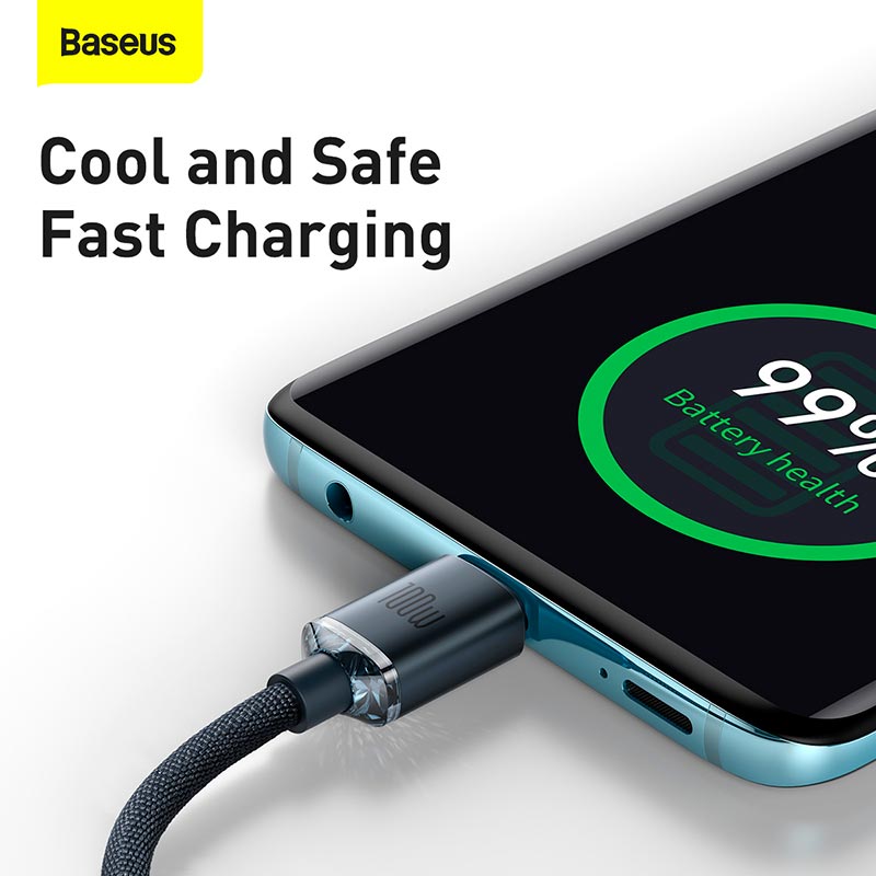 Кабель Baseus Type-C to Type-C Crystal Shine Series Fast Charging Data Cable |2m, 100W| black (CAJY000701) Чорний на малюнкі №9