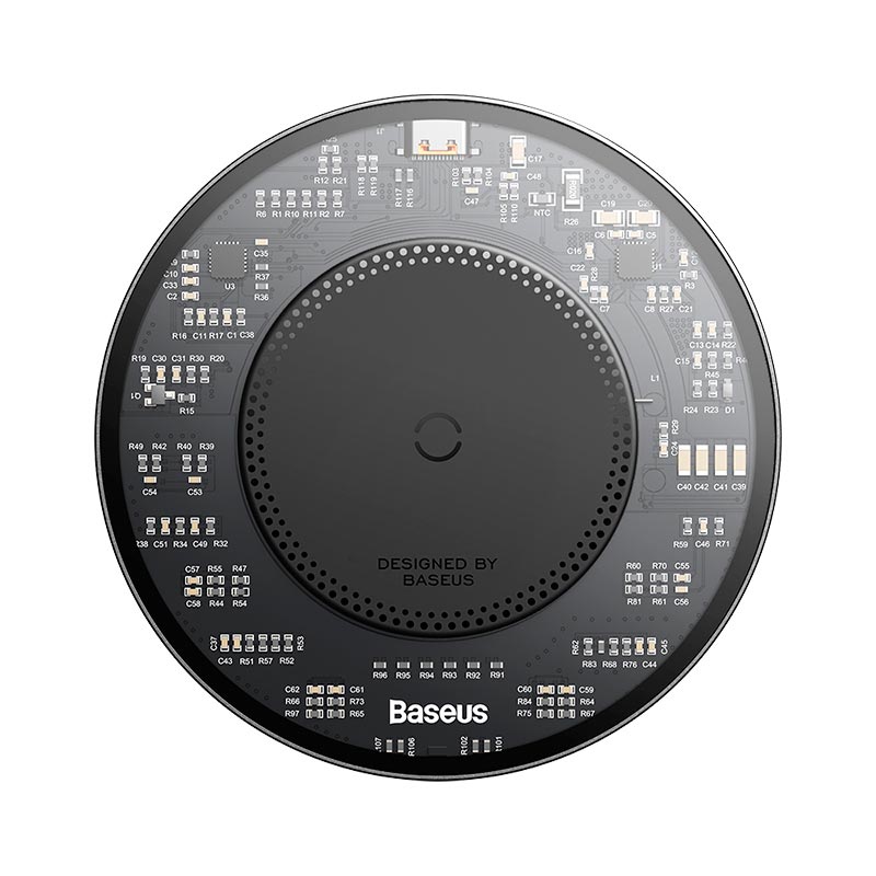 Зарядка Qi Baseus Simple 2 Wireless Charger 15W Cluster Black (Cable Type-C To Type-C 24W 12V/2A 1m) black (CCJJ050001) Черный на картинке №1