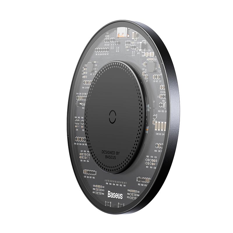 Зарядка Qi Baseus Simple 2 Wireless Charger 15W Cluster Black (Cable Type-C To Type-C 24W 12V/2A 1m) black (CCJJ050001) Черный на картинке №4