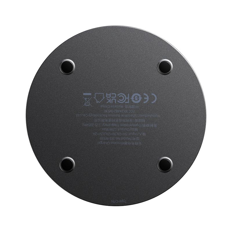 Зарядка Qi Baseus Simple 2 Wireless Charger 15W Cluster Black (Cable Type-C To Type-C 24W 12V/2A 1m) black (CCJJ050001) Черный на картинке №7