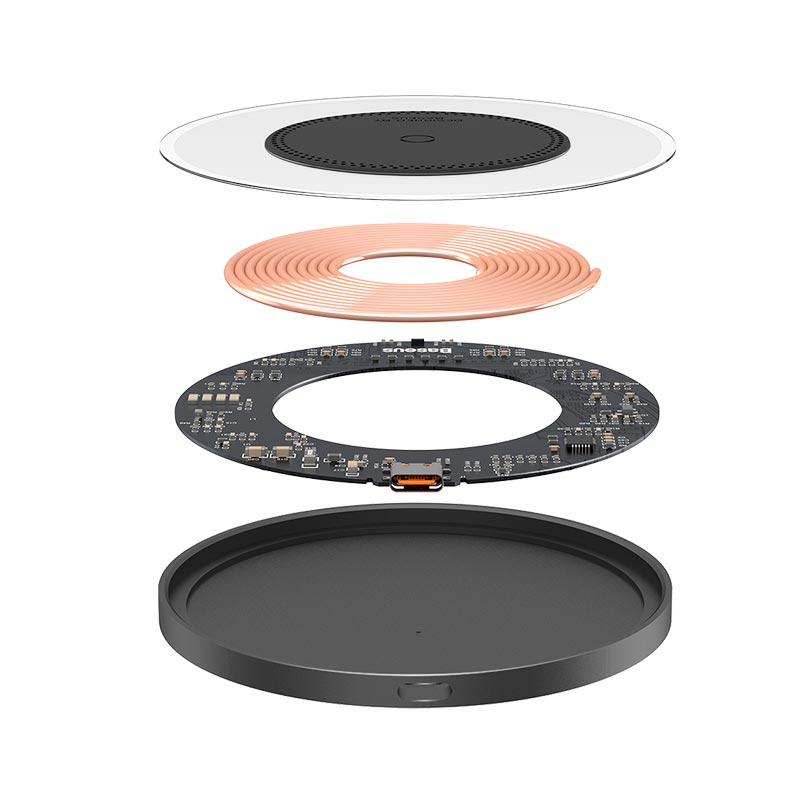 Зарядка Qi Baseus Simple 2 Wireless Charger 15W Cluster Black (Cable Type-C To Type-C 24W 12V/2A 1m) black (CCJJ050001) Черный на картинке №8