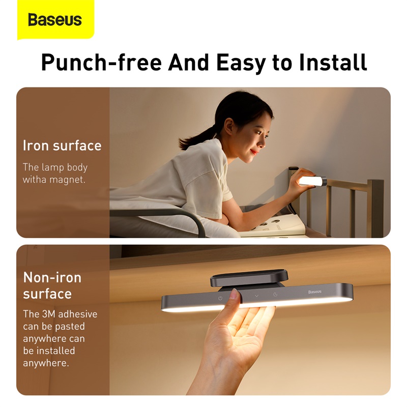 Универсальная лампа BASEUS Magnetic Stepless Dimming Charging Desk Lamp |4.5W, 1800mAh, 4-24h| grey (DGXC-C0G) Серый на картинке №6