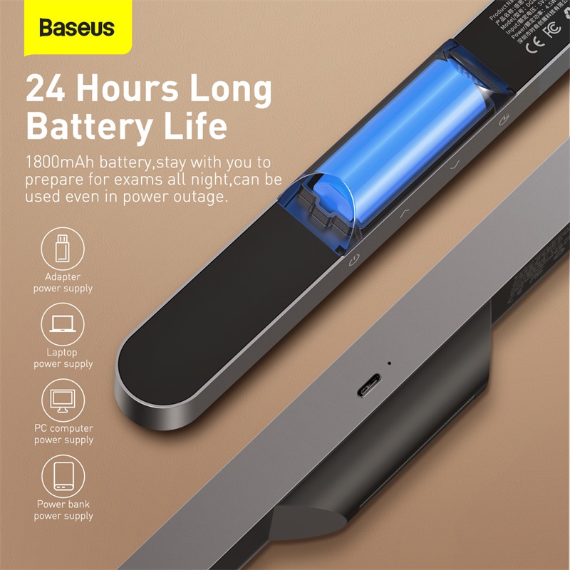 Универсальная лампа BASEUS Magnetic Stepless Dimming Charging Desk Lamp |4.5W, 1800mAh, 4-24h| grey (DGXC-C0G) Серый на картинке №8